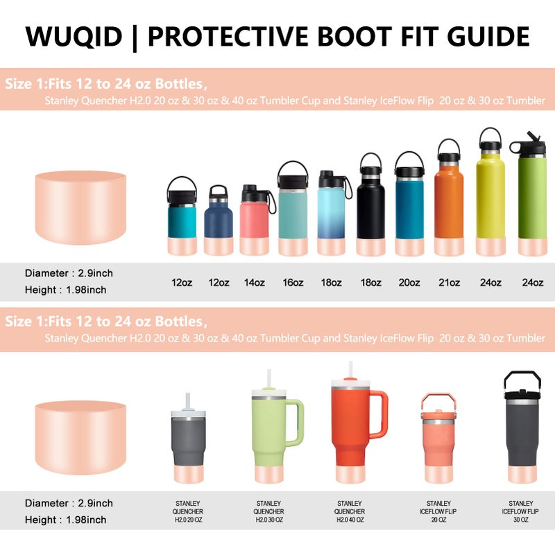 WUQID Protective Silicone Boot Sleeve for 12oz-40oz Hydro Sport Flask/Stanle Water Bottles Tumbler Anti-Slip Bottom Sleeve Cover for All Water Bottles Bottom Width of 2.83-2.95in - Image 2